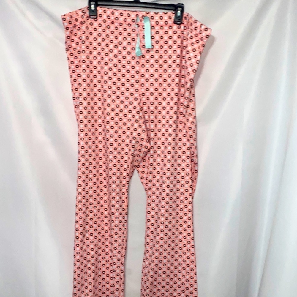 Lands' End WOMENS size xxl Pink turquoise‎ Geometric Women's pajama pants clean